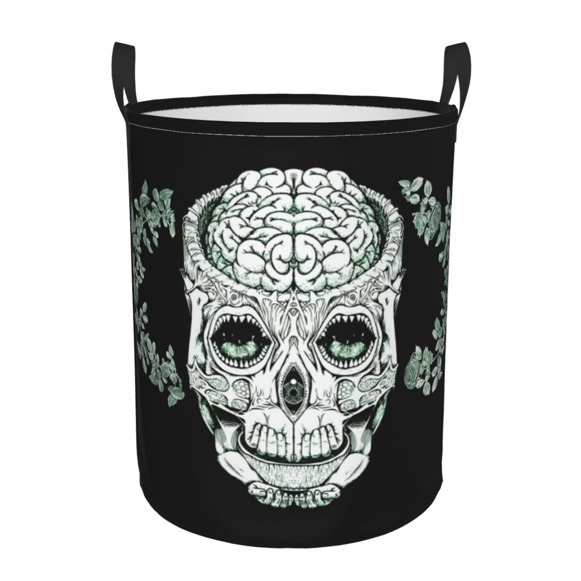 XMXY Round Laundry Basket Organizer, Death Skeleton Brain Hands