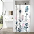 thumbnail image 4 of Stall Shower Curtain 36Wx72HInch Narrow Partition Fabric Water Resistant Shower Curtain, Blue Pink Watercolor Floral Modern Art Shower Curtain Set Machine Washable for Home Bathtubs Decor, 4 of 4