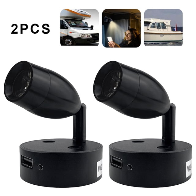 Lámpara Noche para Pared Barco 2 Uds. 12V 230LM Interior USB Remolque (cálida) Color