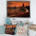 thumbnail image 3 of Designart 'The Road By The Farm In Dark Pink Sunset' Farmhouse Framed Art Print, 3 of 4
