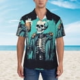 thumbnail image 2 of Balery Vintage Skull Beer Camisas hawaianas de manga corta para hombre, camisas playeras de corte holgado, camisas de vacaciones con botones,Large, 2 of 7