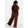thumbnail image 4 of Rebdolls Women's Plus Velour Cropped Zip Front Hoodie - Brown - 2X, 4 of 4