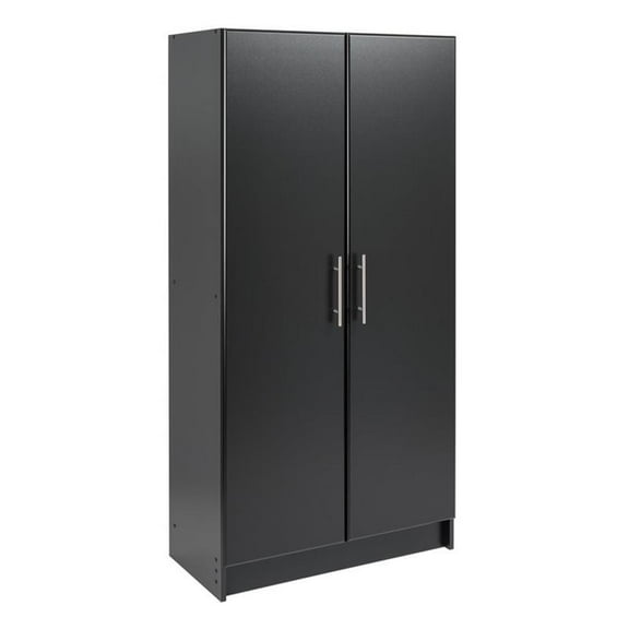 Pemberly Row Contemporary 32" Storage Cabinet in Black Finish