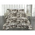 thumbnail image 2 of Ambesonne Garden Scene Quilted Bedspread Set 3 Pcs, Traditional Floral Art, Twin, Cream White Dark Sepia, 2 of 4