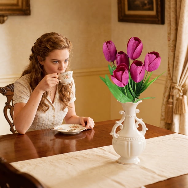 Mini tulipán artificial de flores de seda para tulipán artificial, arreglo de tulipán artificial para centros de mesa de boda, decoración de casa y oficina, regalo duradero para alergias