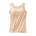 thumbnail image 1 of Playeras,Blusas y Tops,Ropa para Mujer Túnica camisetas sin mangas para las mujeres Damas Casual Suelto Pecho Pad Tirantes Yoga Parte inferior Camisa Damas Chaleco (Beige, M), 1 of 5