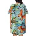 thumbnail image 3 of Bixox Women's Retro Seamless Flying Butterflies Printed Pajama Set 2 Piece Lounge Set Top and Shorts Soft Pajamas, Shorts with Pockets, 3 of 7
