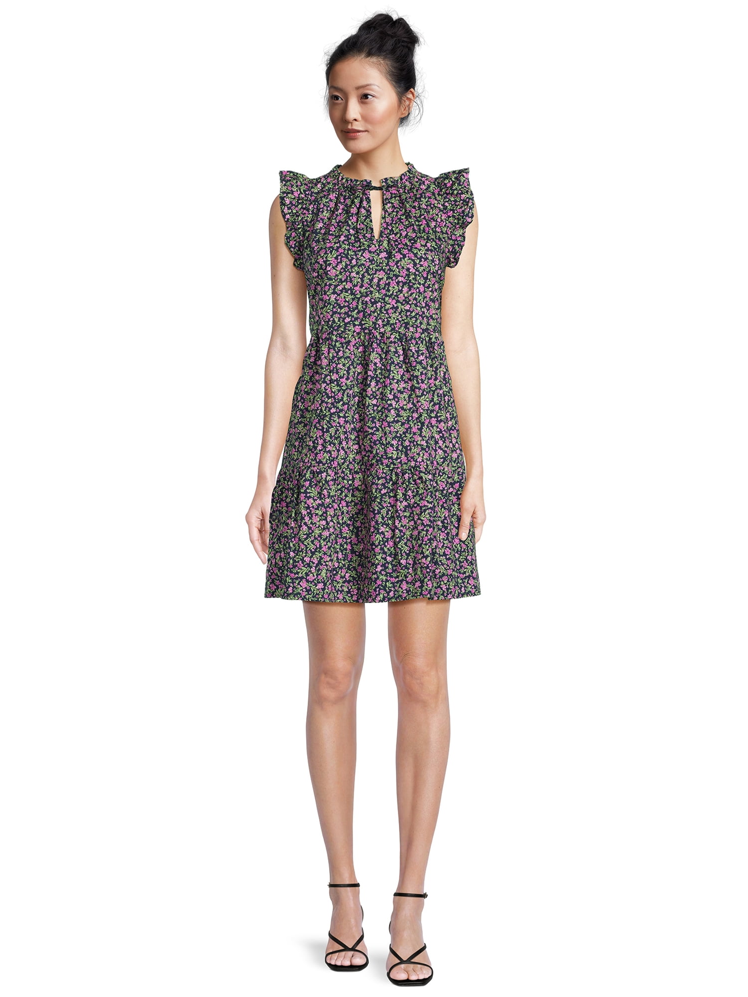 Time and Tru Women's Tiered Cotton Poplin Dress