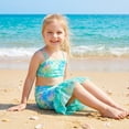 thumbnail image 4 of Girls Swimsuits 3PCs Mermaid Bikini Set Fish Tail Skirt Ruffled Bathing Suit Cosplay Swimwear for Kids Sizes 4-5Y, 4 of 9