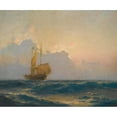 thumbnail image 2 of Alexei Vasilievich Hanzen 23x20 Gold Ornate Framed and Double Matted Museum Art Print Titled - Ship at Dusk, 2 of 4