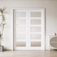 thumbnail image 2 of 60" X 80" Frosted Glass 5-Lite Sliding Pocket Door White Standard Door with Hardware Kit Set, 2 of 8
