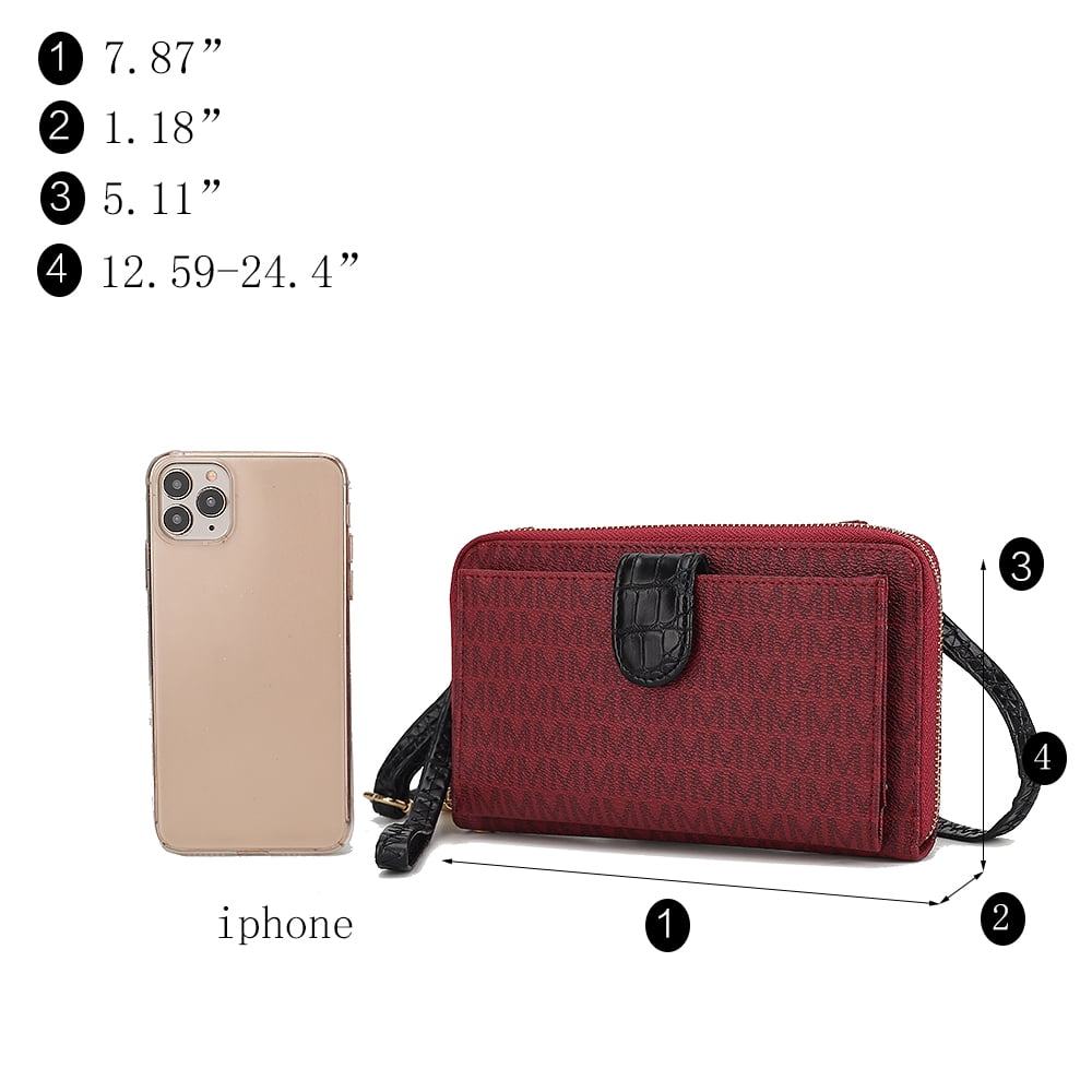 MKF Collection Olya Smartphone Wallet for Women, Sleek Convertible Purse Crossbody Handbag by Mia K - Brown