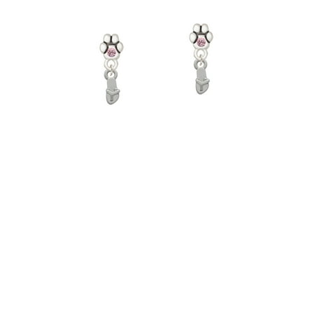 Austrian Crystal Flip Flop - Mini Flip Flop - Light Pink Crystal Paw Earrings