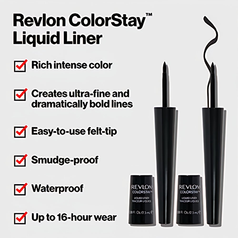 Revlon ColorStay Liquid Eyeliner, 251-Blackest Black (Pack of 8)