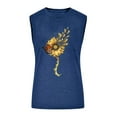 thumbnail image 3 of HOMBOM Tank Tops Blue Sleeveless Crew Neck Tunic Blouse Tops Sunflower Print Trendy Tops for Women 2024 XXL, 3 of 4