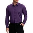 thumbnail image 1 of CAMISAS DE VESTIR FORMAL DE MANGA LARGA CON CUELLO PUNTA PARA HOMBRE DE COLOR SÓLIDO MORADO OSCURO TALLA M, 1 of 6