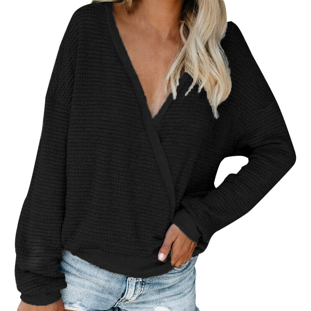 wrap v neck sweater