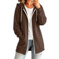 thumbnail image 6 of WULMLEO Womens Long Hoodies Lined Full Zip Up Hooded Long Sleeve Jacket Casual Lightweight Sweater Coat Loose Fit Vacation Pullover Tops with Pocket Brown XL, 6 of 9