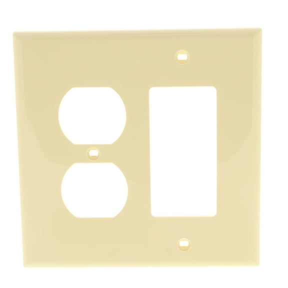 Leviton PJ826-I Ivory Midway Nylon Two Gang Combination Duplex Receptacle Decora Wall Plate