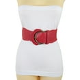 thumbnail image 2 of Women Red Elastic Waistband Belt Hip High Waist Gold Buckle S M, 2 of 14