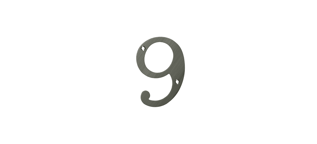 Deltana RN6-9U15 6" Numbers; Solid Brass; Satin Nickel Finish