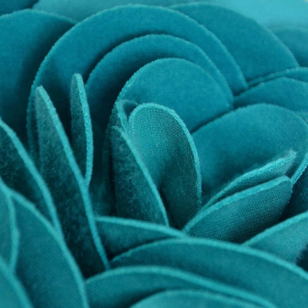 JWH 3D Decorative Lake Blue Velvet Rose Throw Pillow Covers for Sofa Bedroom Decor 12x20inch