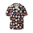 thumbnail image 2 of Lsque Rainbow Flowers print Men's Cuban Collar Short Sleeve Shirt Summer Beachwear Casual Button Down Fashionable Vacation Leisure Shirt-Medium, 2 of 7