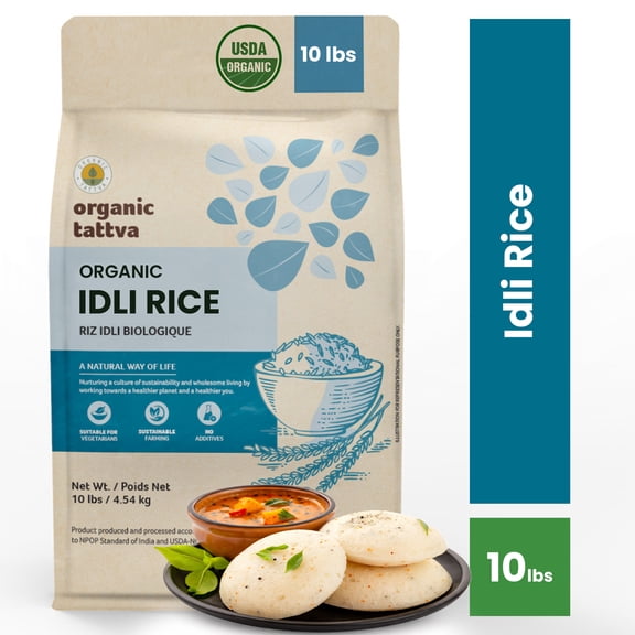 Organic Tattva Idli Rice 10LB, Short Grain Rice, Vegan, Kosher, Non GMO, No Additives, Gluten Free, USDA Certified