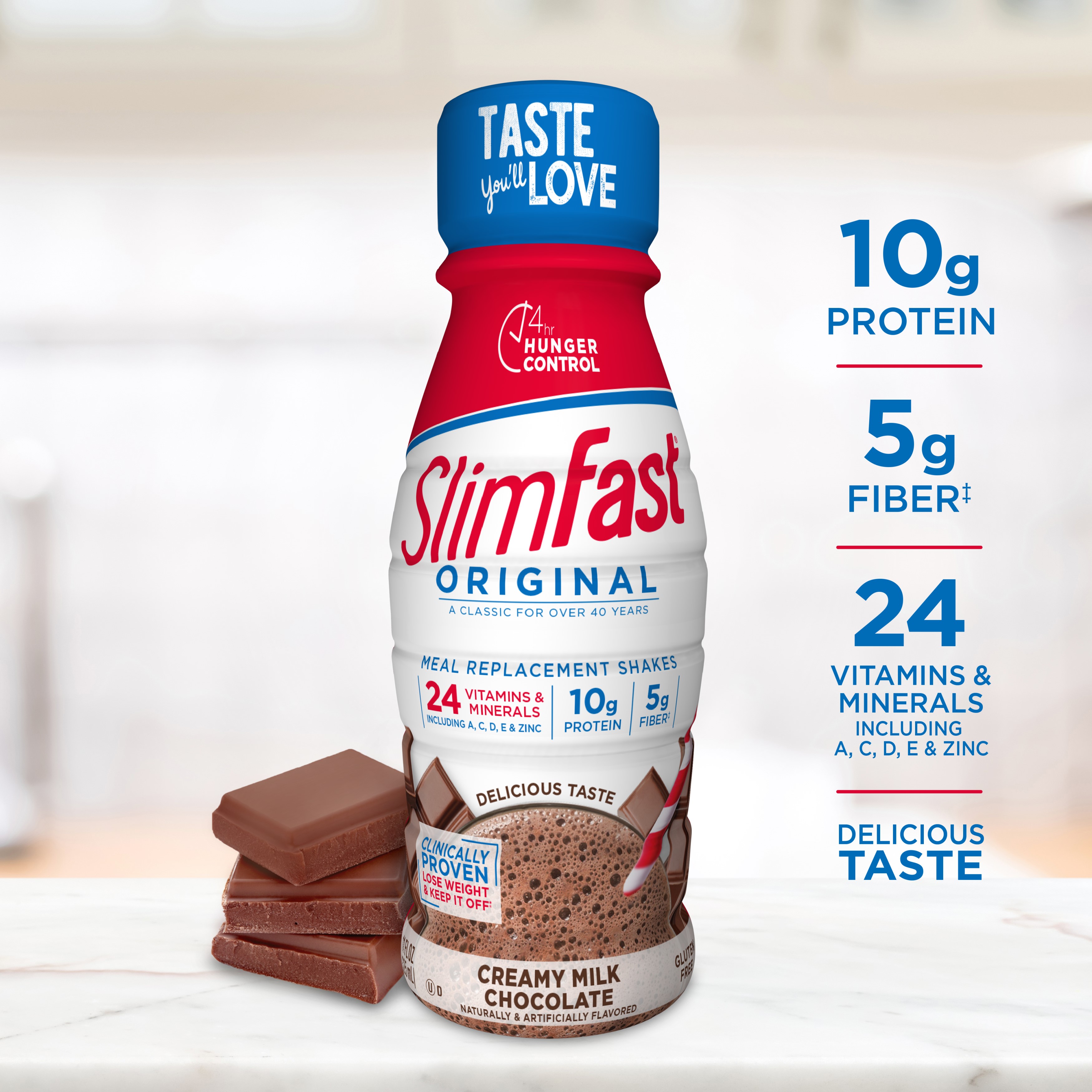 SlimFast Original Meal Replacement Shakes, Creamy Milk Chocolate, 11 fl oz, 15 Ct - image 4 of 7