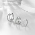 thumbnail image 4 of Ydou Cuffs Earrings for Women Non Pierced Earrings,Clip on Cartilage Earrings Dainty 14K White Gold Plated Cubic Zirconia Huggie Hoop Earring for Women Trendy Jewelry Set 3pcs, 4 of 8