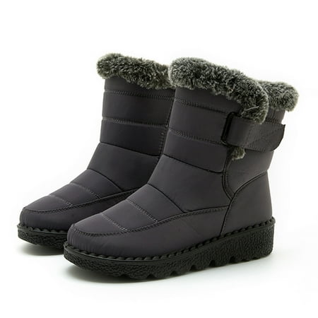 

Cathalem Insulated Boots Size Fashion Women Winter Water Proof Flat Hook Loop Keep Warm Snow Boots Comfortable Mid Boots Shoes Shoes Grey 9