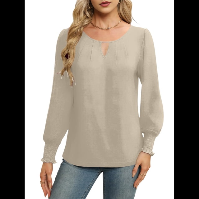 Blusas de Larga para Mujer, Blusas Informales de Negocios, Elegantes, para el Trabajo, la Oficina, Camisas Holgadas de Verano, Conjuntos de Moda 2025 Albaricoque XXL