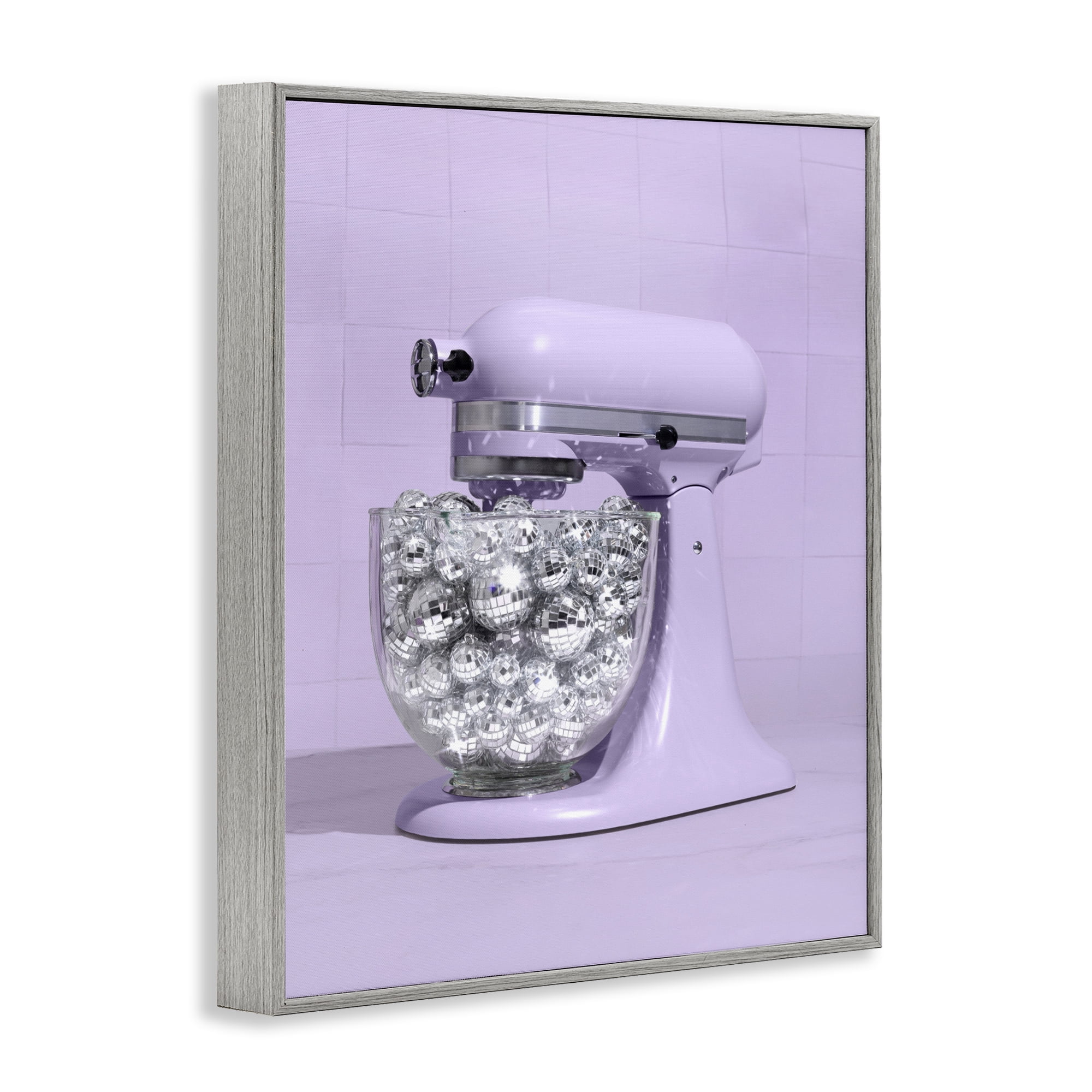 Stupell Industries Disco Kitchen Mixer over Purple Gray Framed Giclee Art, design by LISH Creative