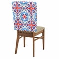 thumbnail image 2 of Boho Flower Dining Chair Back Cover Only, Blue Red Floral Abstract Lines Set of 6 Chair Back Covers, Removable Washable for Dining Room, Banquet & Holiday Decoration, 2 of 9