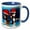 Blue/White, variant on 3drose, Christmas Basset Hound Puppies Playing in Snow, 11oz Two-tone Red Mug