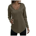 thumbnail image 2 of Waffle Hoodies for Women 2025 Long Sleeve V-Neck Waffle Knit Plain Hoodie Hooded Sweatshirt Women Pullover, 2 of 6
