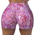 thumbnail image 2 of Daiia Pink Roses Pattern Women's Workout Shorts Biker Shorts - High Waisted Workout Spandex Tummy Control Gym Running Yoga Shorts-XX-Large, 2 of 8