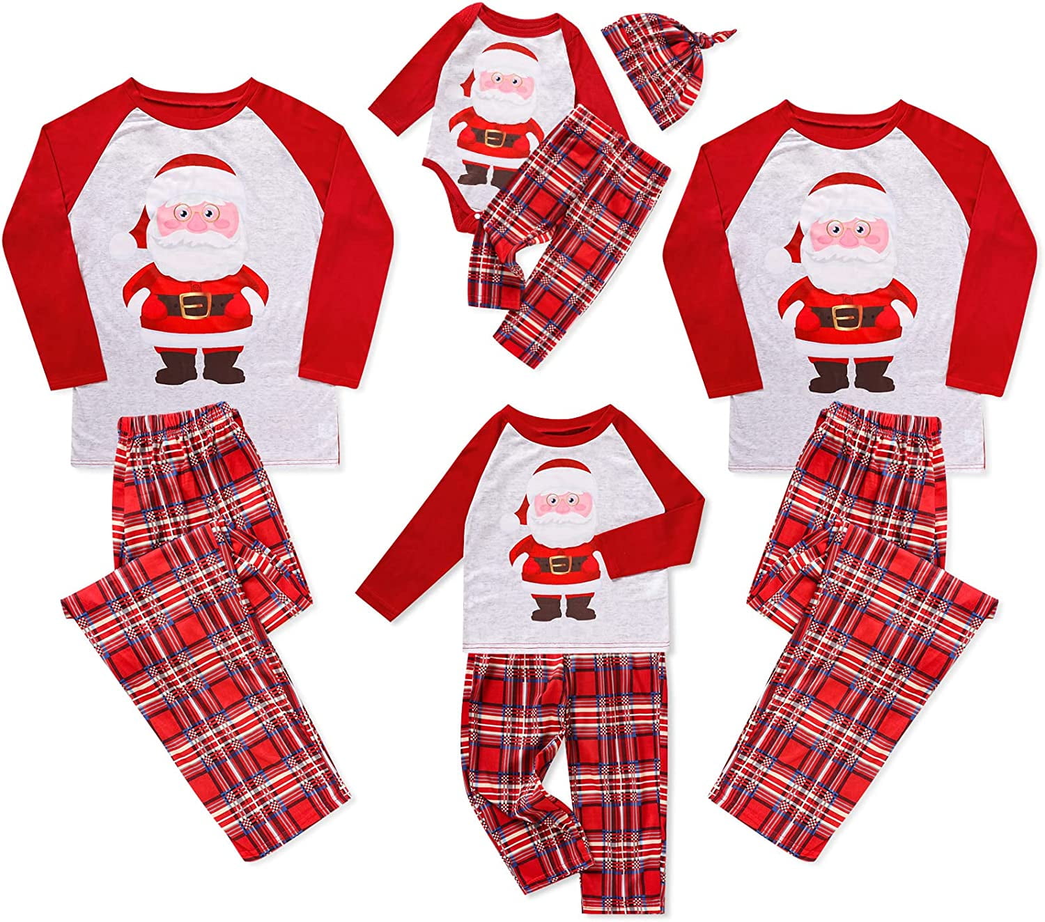 Viworld Family Matching Christmas Pajamas Sets Long Sleeve Top & Long ...