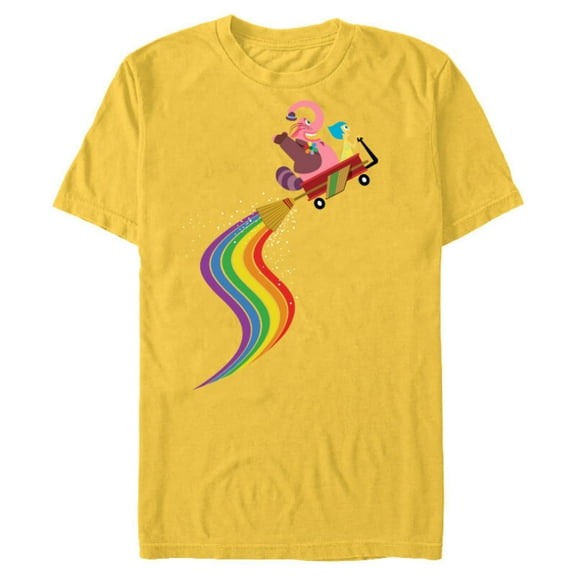 Disney Pixar Inside Out Bing Bong and Joy Rainbow T-Shirt- Short Sleeve Blended T-Shirt for Adults - Customized-Yellow
