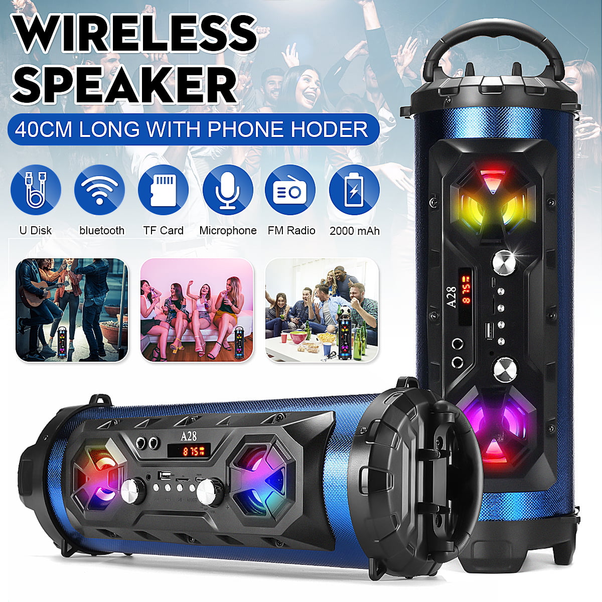 Wireless Bluetooth Speaker Portable Subwoofer Super Bass Stereo Loudspeakers FM 