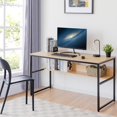 thumbnail image 3 of Giantex Industrial Computer Desk, Industrial Writing Desk w/Storage Shelf, Large Desktop, Sturdy Metal Construction, Contemporary Working Table for Home, Office, Small Space, 3 of 8