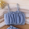 thumbnail image 4 of Placlothes Cute Blue Cotton Two Piece Skirt Outfits For Little Girls And Big Girls Summer Fall Sets With Bow Size 3T Birthday Kids Tops And Skirt, 4 of 8