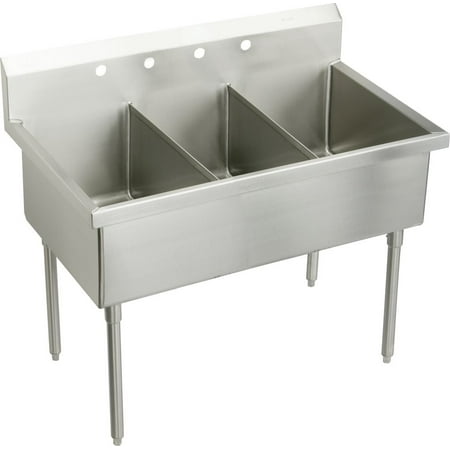 Elkay Ss8372of Sturdibilt 75" Triple Basin Free Standing Stainless Steel Utility Sink - 4