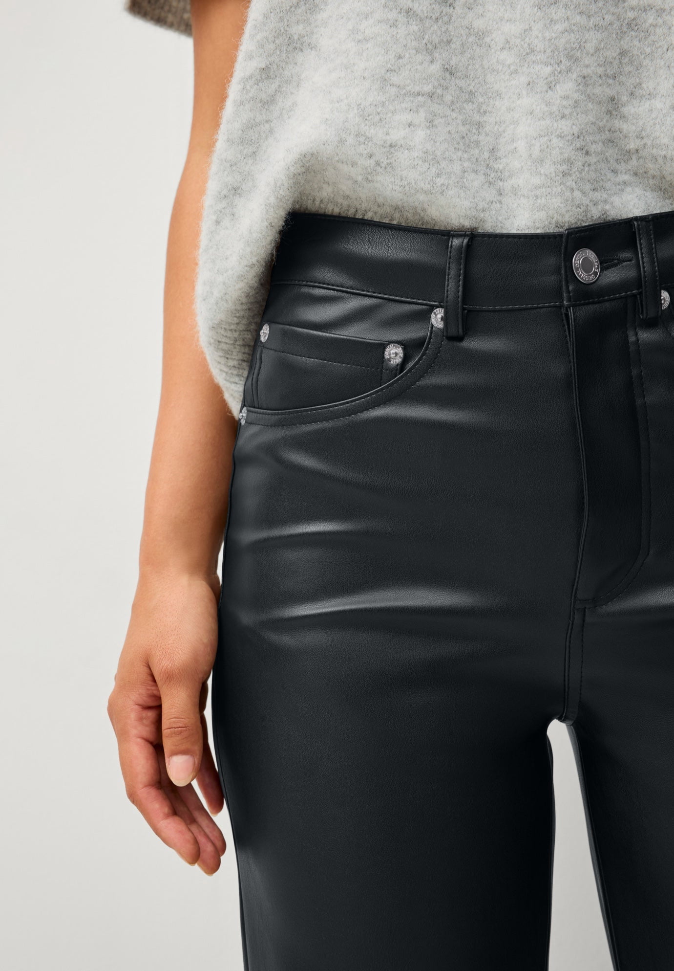 Ellos Plus Size 5 Pocket Faux Leather Wide Leg Pants