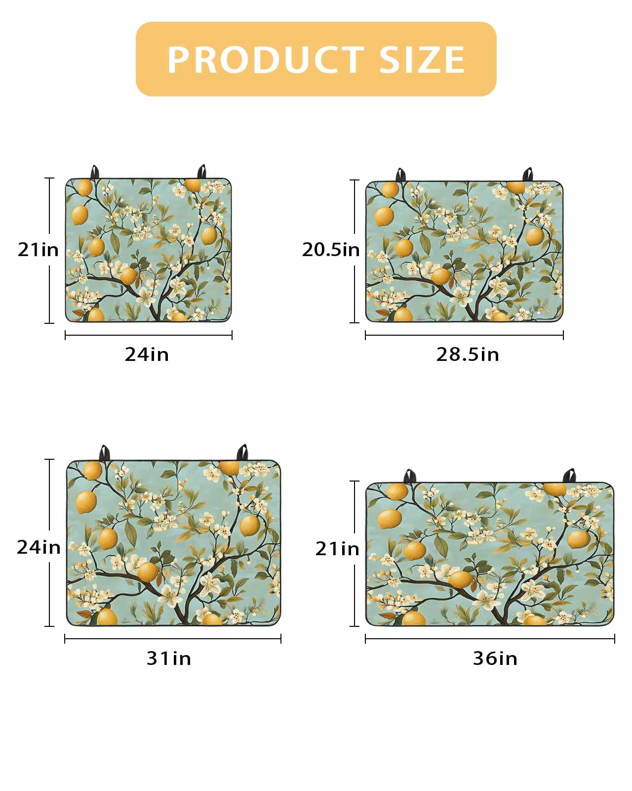 nqOlkjepod Large Induction Cooktop Protector Mat 24"x21", Flower Lemon Stove Top Covers for Electric Stove, Spring Summer Watercolor Leaves Plant Stove Burner Cover Mats, Glass Top Stove Cover