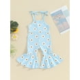 thumbnail image 2 of FEORJGP Kids Girl Summer Rompers 6M 1T 2T 3T 4T Toddler Baby Sleeveless Overalls Daisy Print Jumpsuit Wide-Leg Suspender Pants Bell Bottoms Infant Cute Casual Daily Clothes, 2 of 9