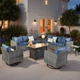 thumbnail image 6 of Vcatnet 11 Pieces Outdoor Patio Furniture Sets with Fire Pit Sectional Sofa All Weather Wicker Conversation Set with Swivel Chairs, Denim Blue, 6 of 10