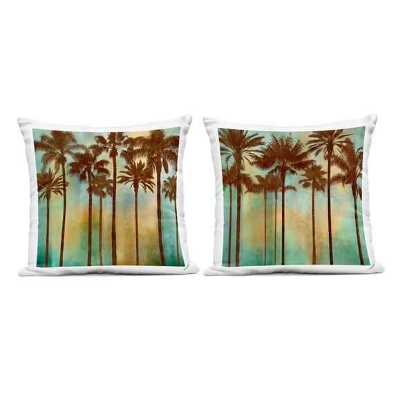 Stupell Industries Palms on Blue & Orange Design by John Seba Outdoor Printed Pillow (Set of 2)
