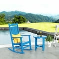 thumbnail image 2 of WestinTrends Malibu Classic 3 Piece Outdoor Rocking Chairs Set, All Weather Poly Lumber Adirondack Rocker Bistro Set Patio Deck Porch Chairs Set of 2 with Side Table, Pacific Blue, 2 of 7