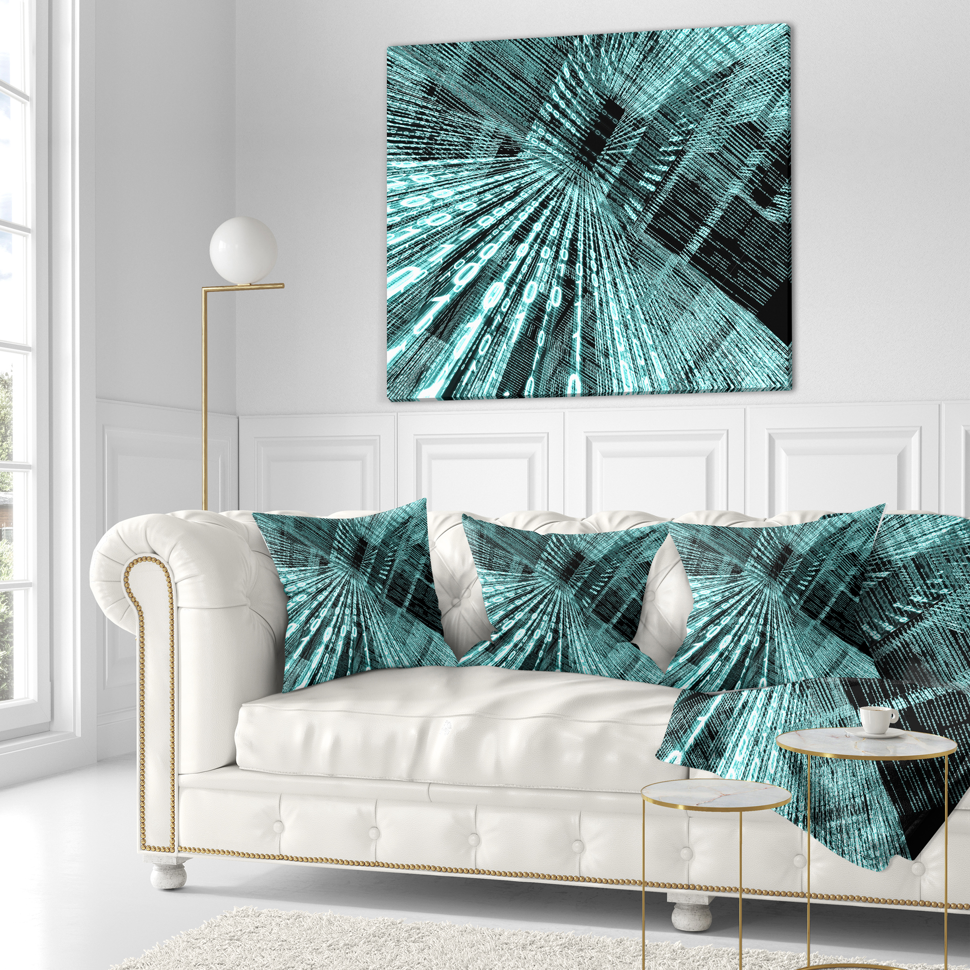 Designart Binary Code - Contemporary Throw Pillow - 18x18